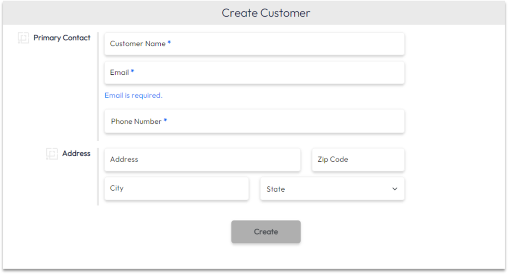 Project 2 Payment Create Customer Screen Shot